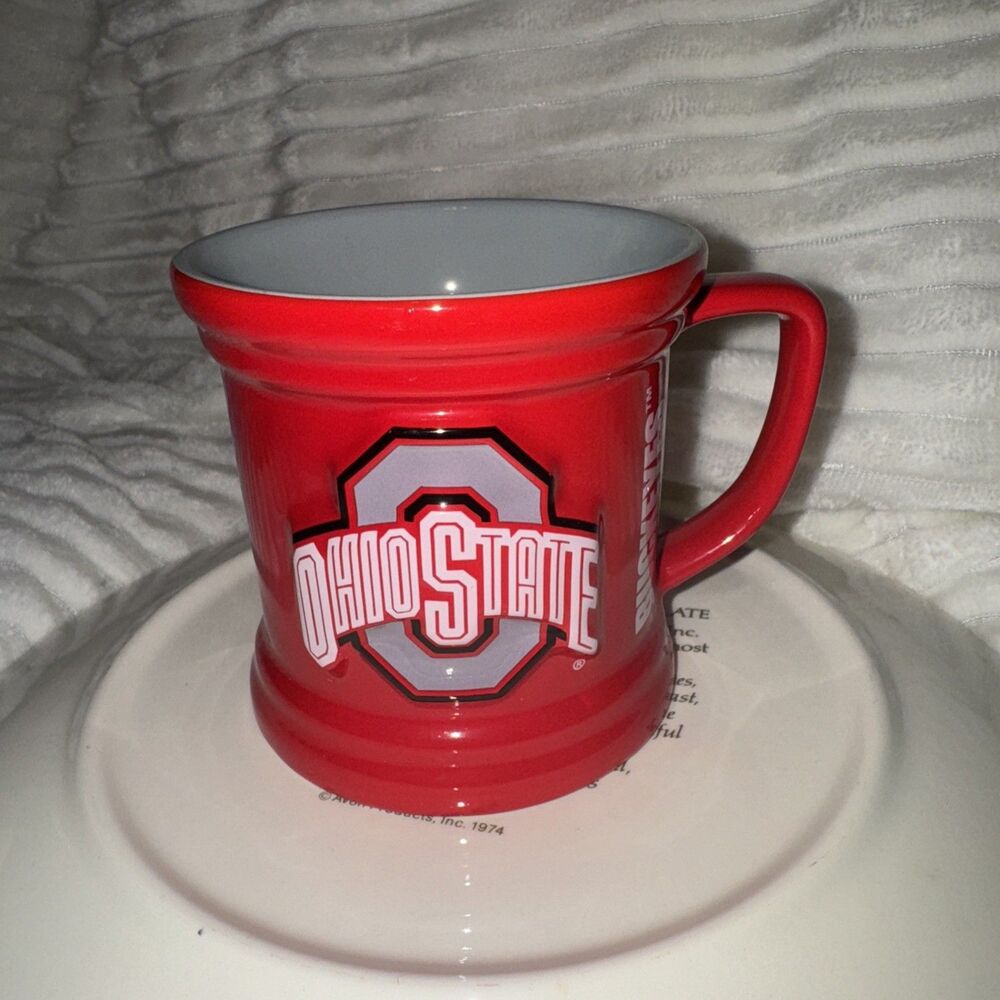 Ohio State Buckeyes Coffee Mug Raised Logo Block O Scarlet Gray Ceramic 16 Oz